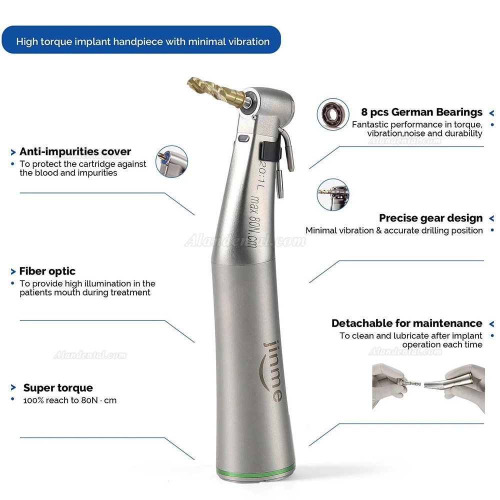Jinme W201L Fiber Optic LED 20:1 Implant Contra Angle Handpiece
